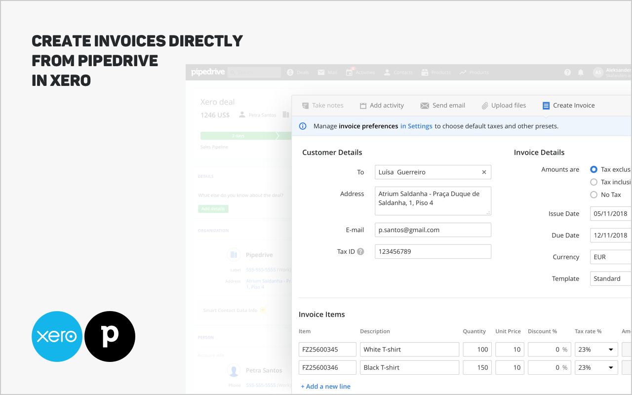 pipedrive xero cloud accounting software