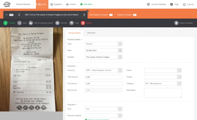 receipt bank cloud accounting