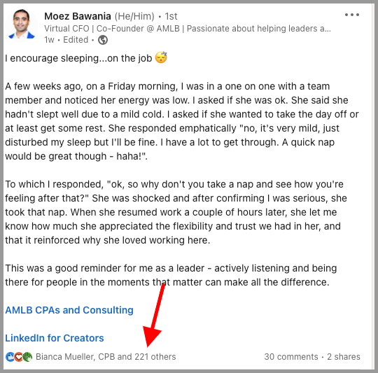 Moez Bawania LinkedIn Post