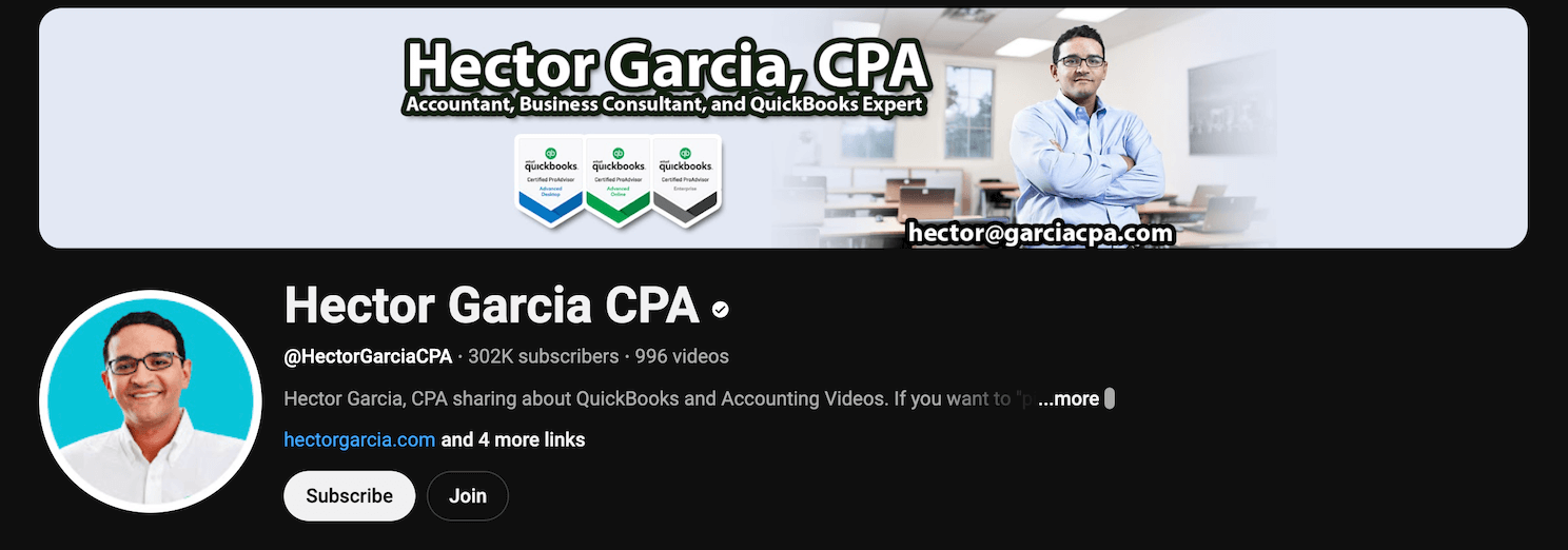 Hector Garcia, CPA YouTube account