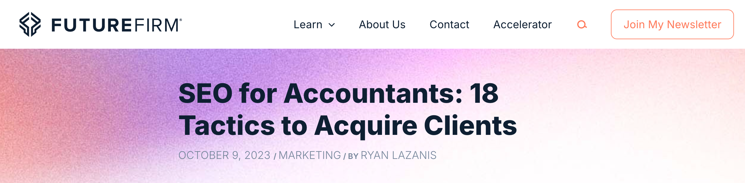 A cropped screenshot of this blog post, SEO for Accountants