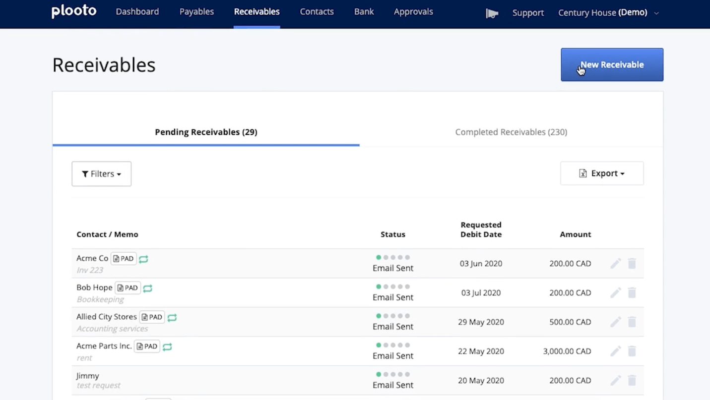 Plooto user interface