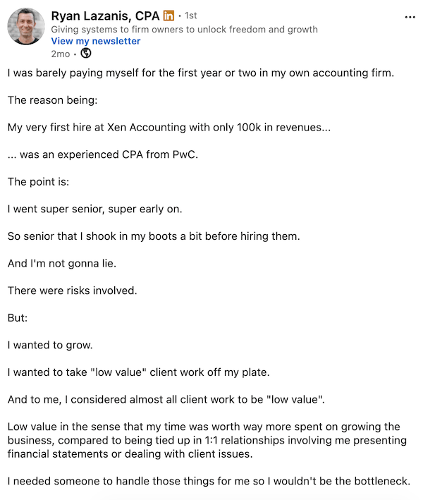 LinkedIn - Ryan hired senior team members early