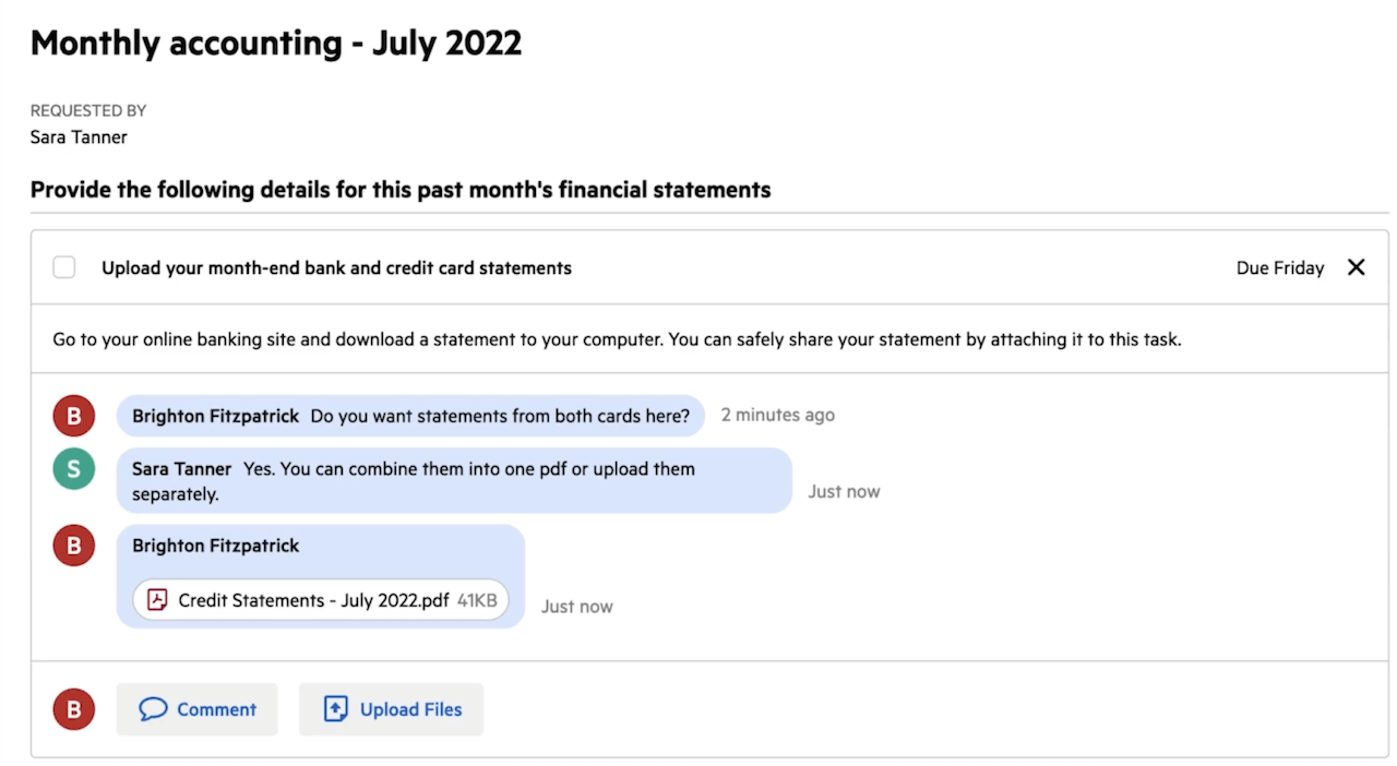 Client interactions in Karbon's client portal