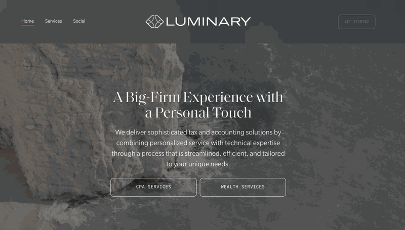 Luminary homepage