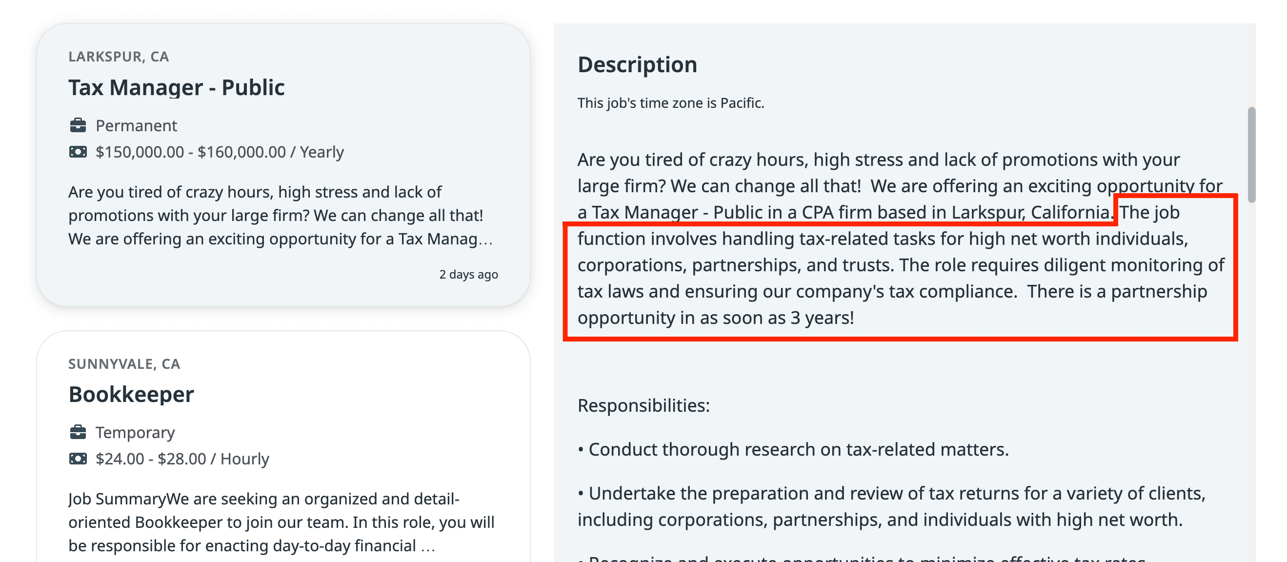 Robert Half tax manager job posting