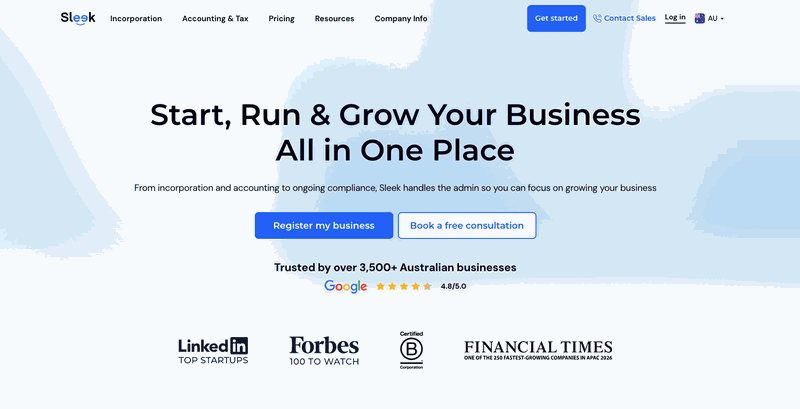 Sleek homepage