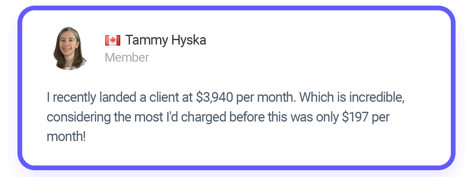 Tammy Hyska testimonial about increasing prices