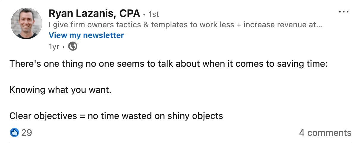 Ryan Lazanis on LinkedIn: Save time by knowing what you want