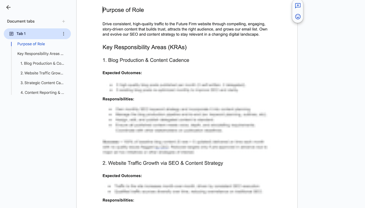 Example of a Key Responsibility Areas document