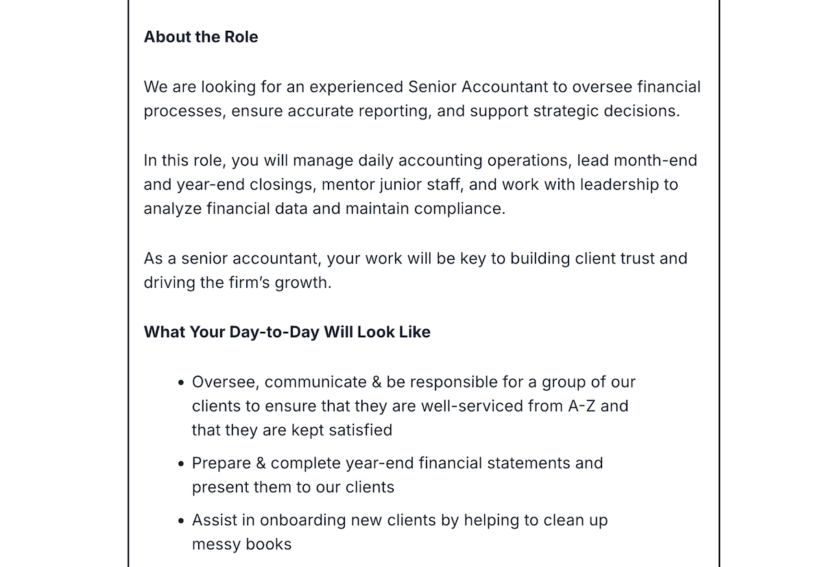 Senior Accountant job description